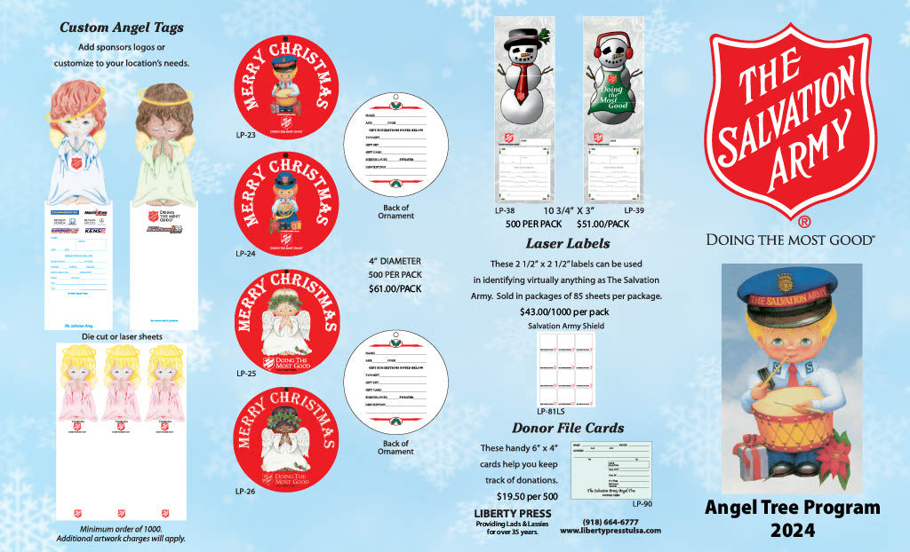 Laser Labels with Salvation Army Shield