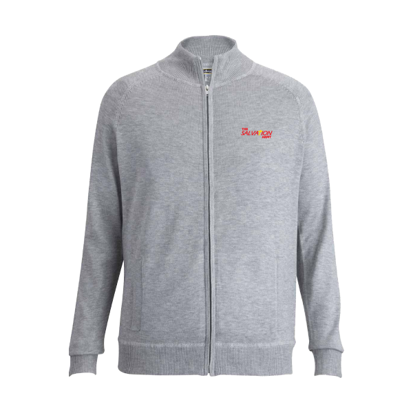 Gray Full-Zip Sweater With Pockets