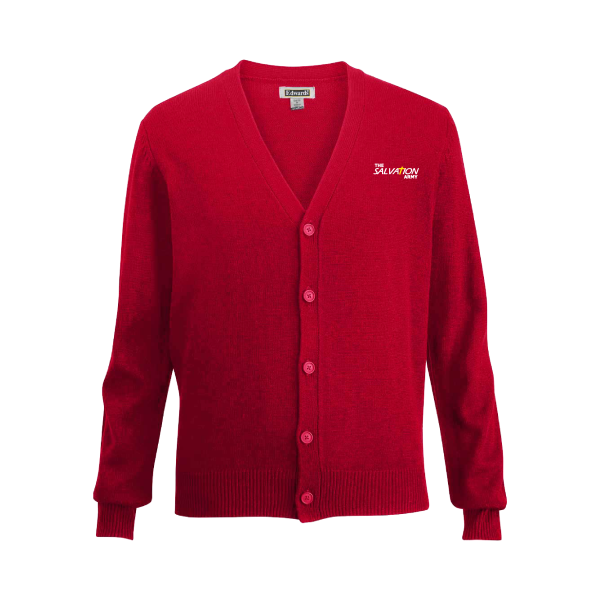 Red Jersey Knit Acrylic Cardigan