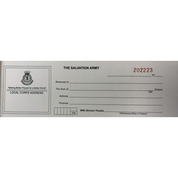Pre-Numbered Receipt Book