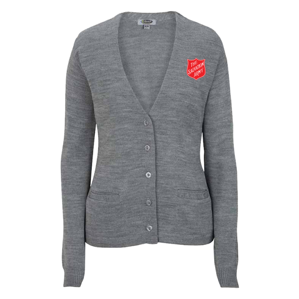 Women's Grey Heather Jersey Knit Acrylic Cardigan