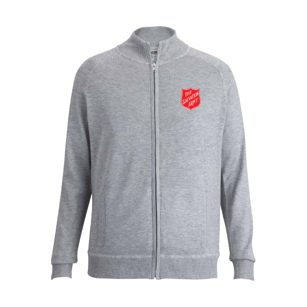 Gray Full-Zip Sweater With Pockets