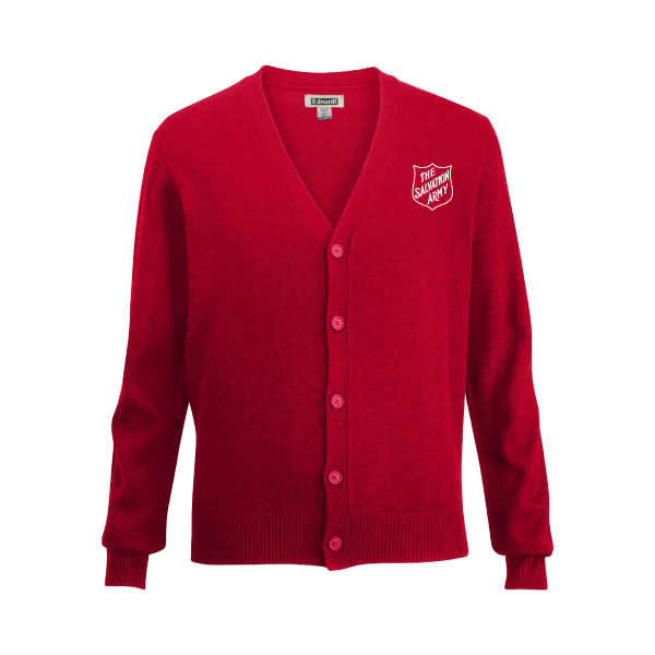 Red Jersey Knit Acrylic Cardigan