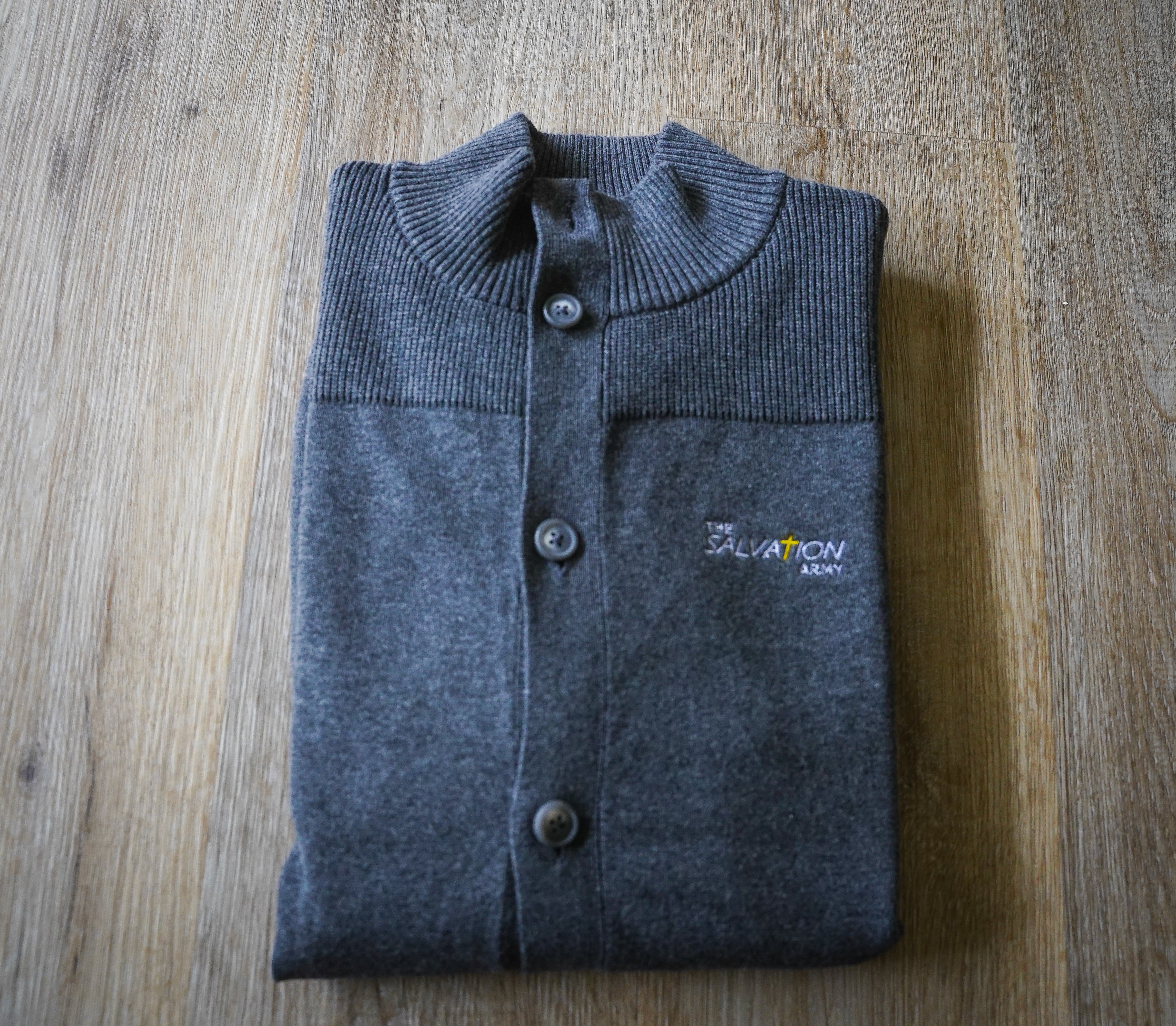Rib collar button front cardigan  w/pockets