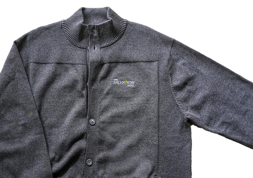 Rib collar button front cardigan  w/pockets